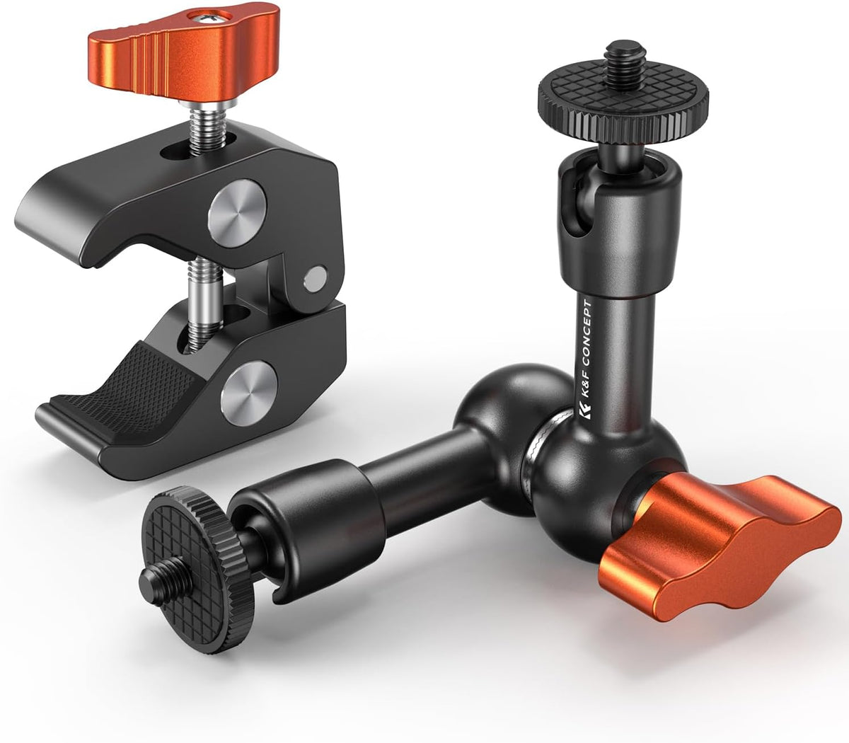 K&F CONCEPT 11" Magic Arm Clamp with Clamp ARRI 1/4" & 3/8" Thread Screw | 360° Ball Heads Arm with Clamp Mount for Monitor, LED Light, Webcam, Action Camera, MS33
