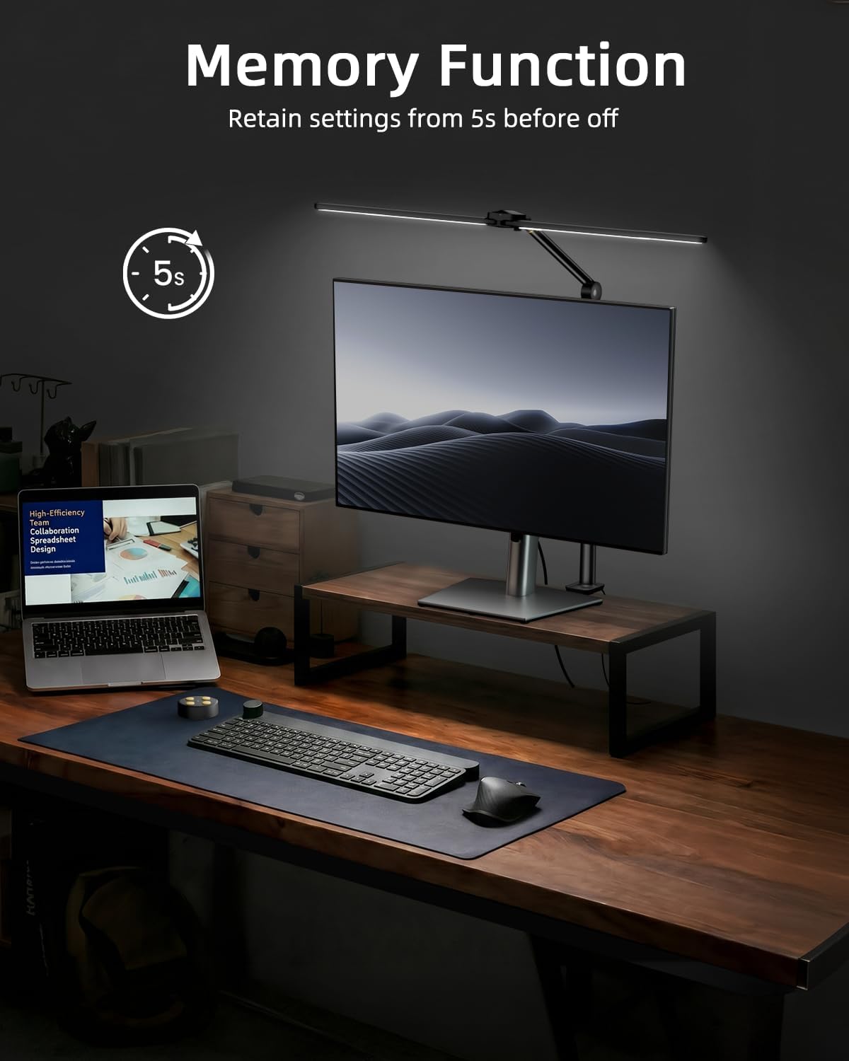 Desk Ring Light with Stand, Sensor Switch Dual Light Head