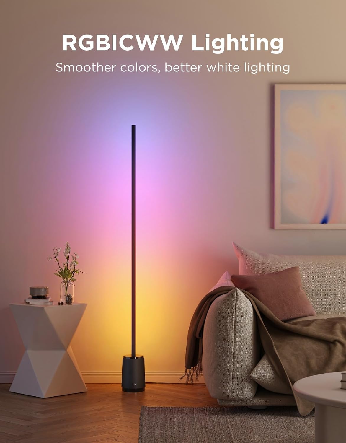 Govee Floor Lamp 3 Lite, Smart RGBIC LED Corner Lamp for Living Room | Compatible with Alexa, SmartThings, Matter, 1400lm Dimmable Color Changing Tall Standing Light with Music Sync for Bedroom