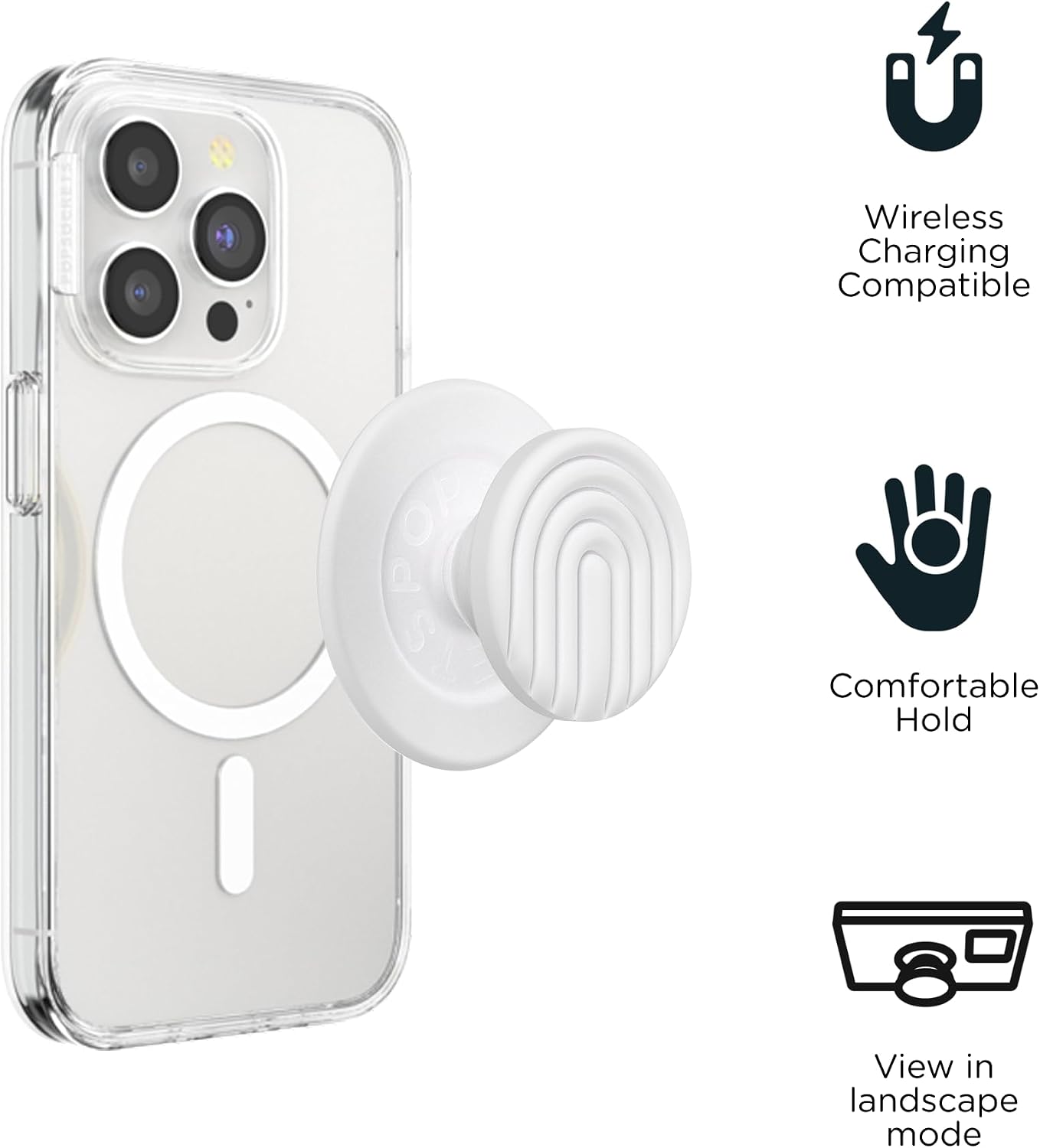PopSockets Phone Grip for MagSafe, Magnetic Holder, Phone Stand, Boho - Coconute Creme