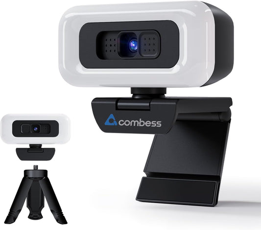 1080P Webcam for PC - PC Camera Webcam 1080P, Desktop Computer Web cam with Privacy Shutter and Tripod Autofocus, Dual Noise-USB Plug&Play,Cancelling Mics,Auto Light Correction