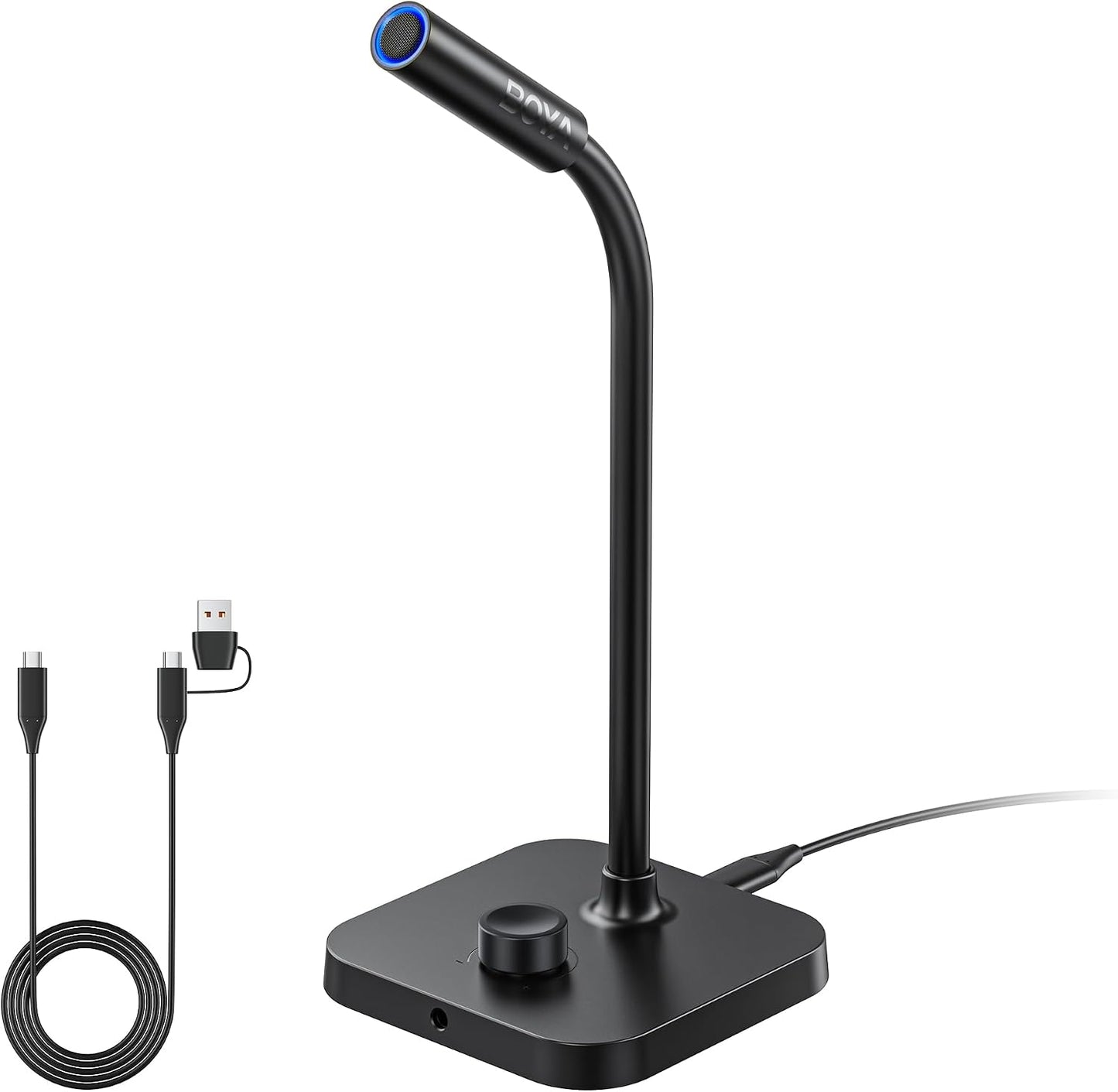 BOYA CM40 Computer USB Microphone for PC, Laptop, Mac & Phones | Gooseneck Microphone with ENC Noise Cancellation, Adjustable Gain, One-Touch Mute, Headphone Monitoring for Podcast Streaming