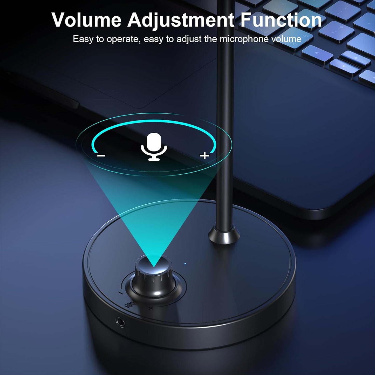 USB Desktop Microphone, Computer Microphone for PC with Noise Cancellation & Click to Mute Function for Recording, Gaming, Podcasting, Streaming, YouTube, Mac, Laptop