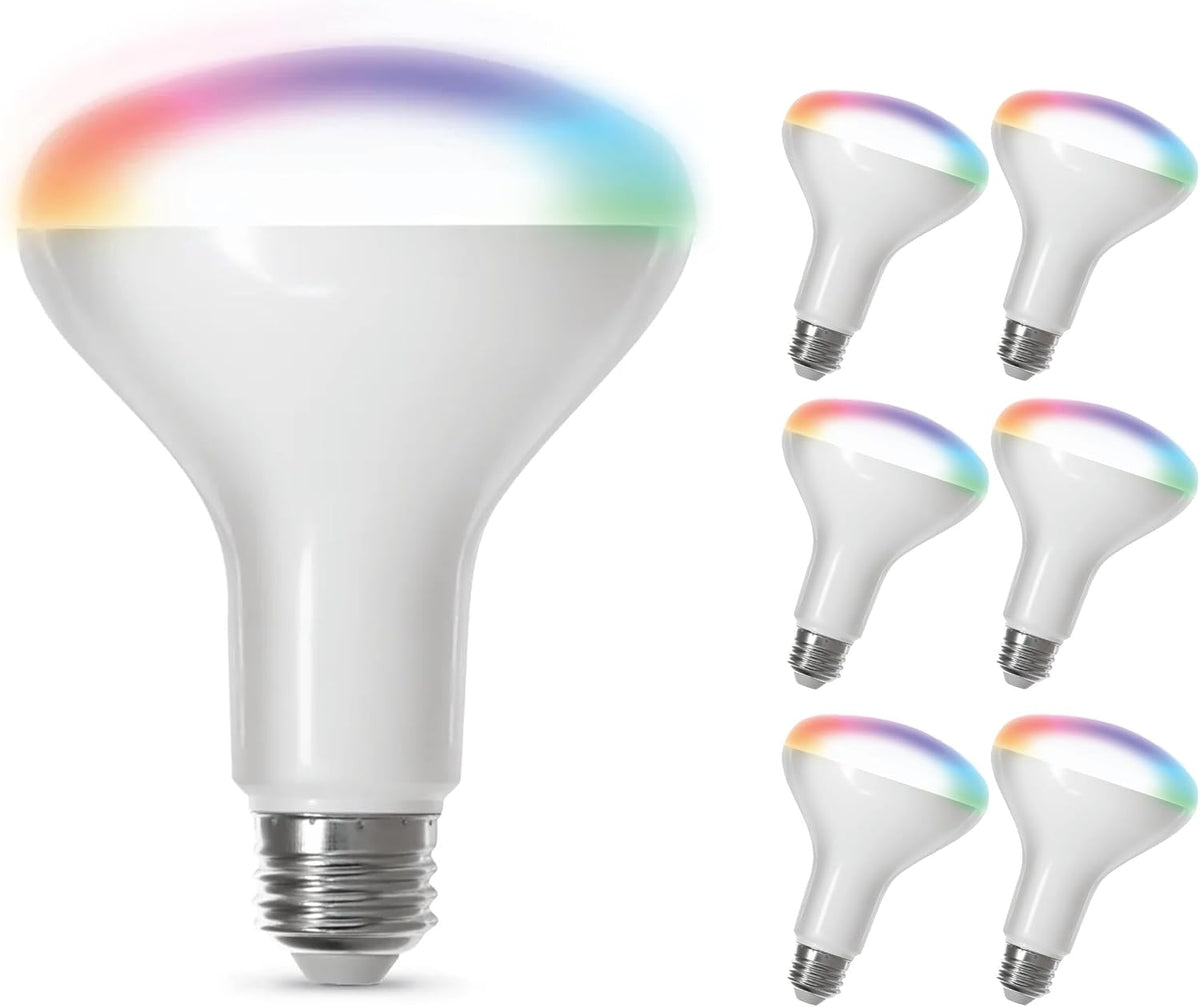 Feit Electric BR30 Smart Flood Light Bulb - Color Changing, 65W Eq - 6 Pack