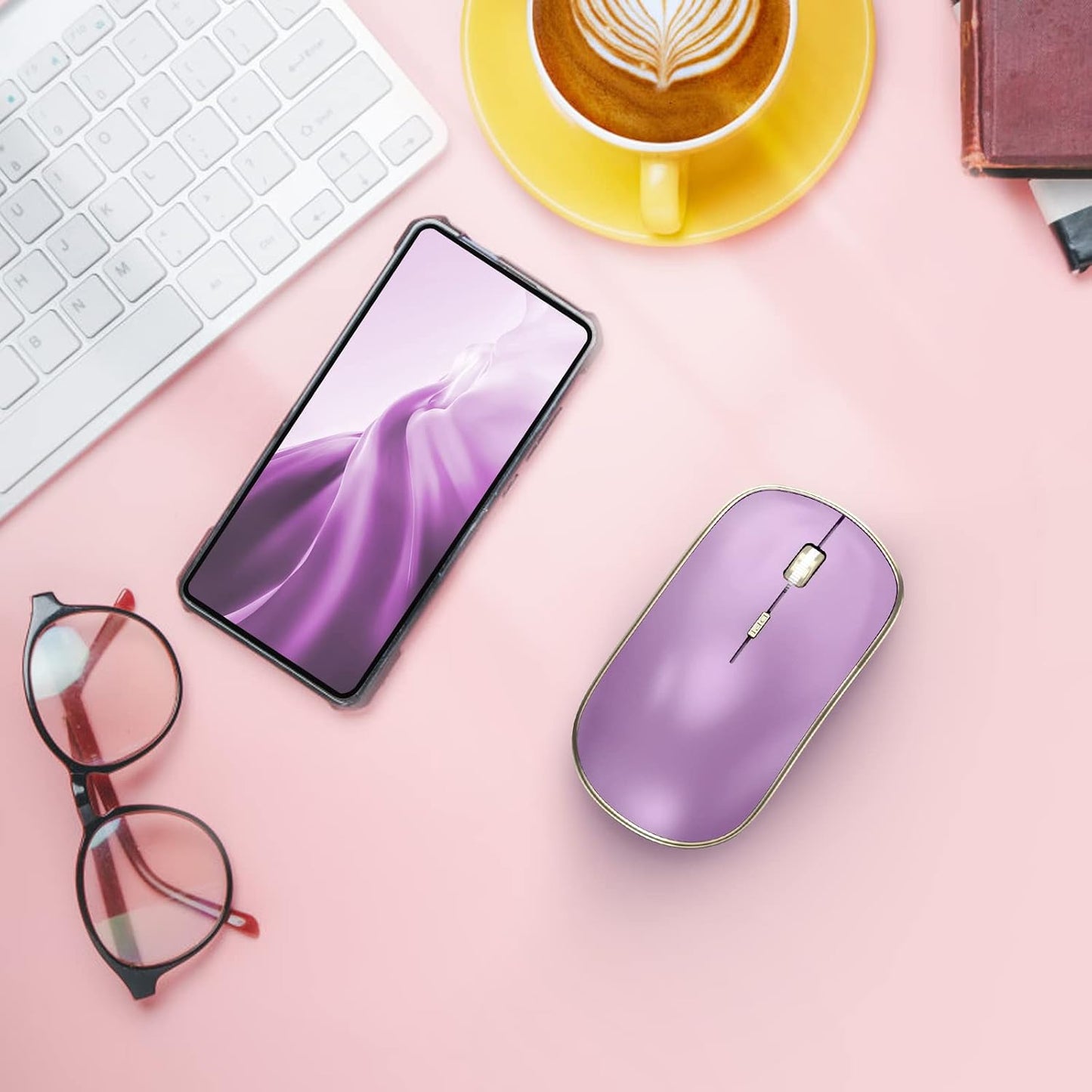 JOYACCESS Silent Wireless Mouse - 2.4G Portable & Ergonomic with 5 DPI Levels for Desktop, Notebook, PC & Laptop (Purple)