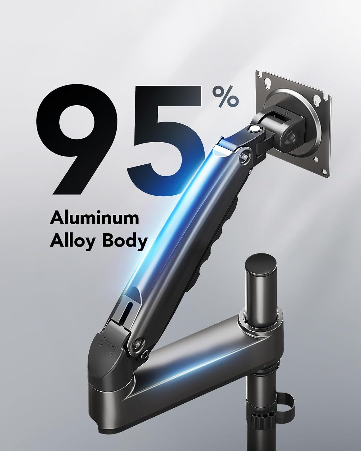 HUANUO Single Monitor Arm, Adjustable Desk Mount for 13-34 inch Screens, Holds 19.8lbs, 22.44 inch Max Height, Full Motion Swivel Gaming Monitor Stand with VESA 75x75mm and 100x100mm Compatibility