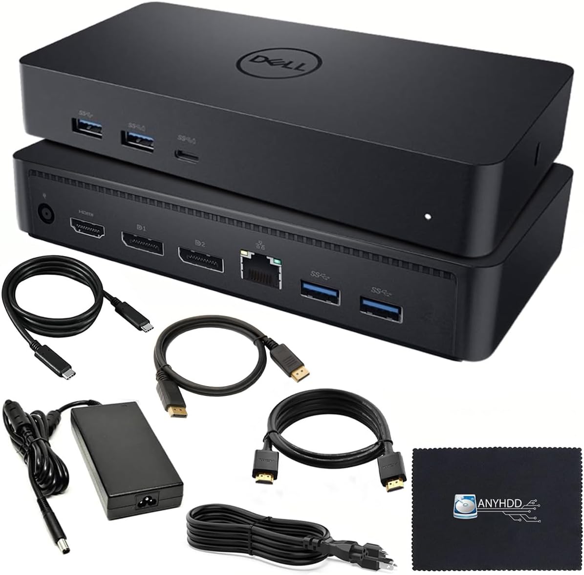 Dell D6000S Universal Docking Station - USB-C/USB-A Dock with 130W Adapter, HDMI, DisplayPort, USB-C Cables - Supports 4K Display (Renewed)