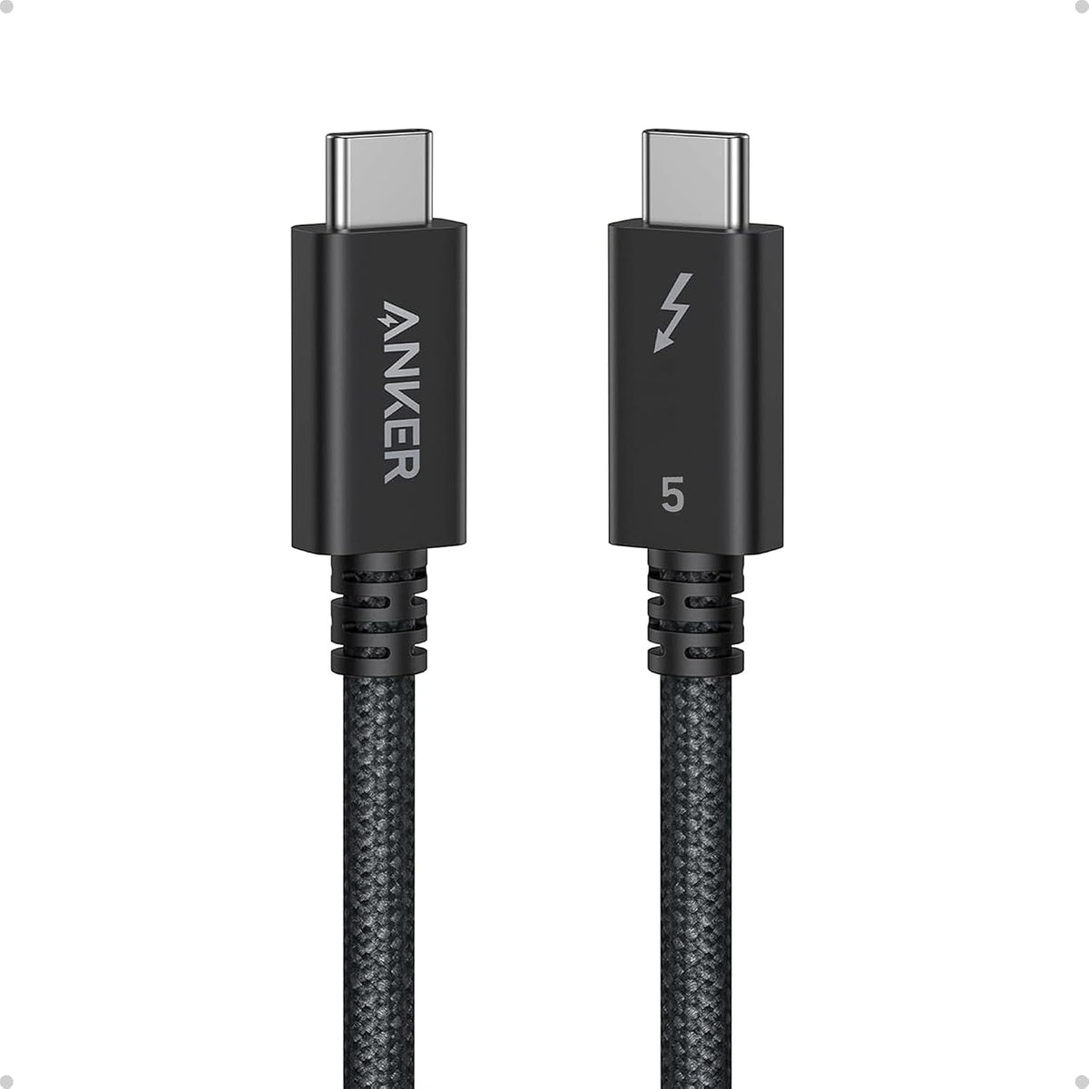 Anker Prime Thunderbolt 5 Cable, 3.3ft USB-C to USB-C Cable, 240W Charging | 80Gbps Data Transfer, Up to 120Gbps Bandwidth, 8K/4K Displays, for iPhone 16, MacBook and More (Thunderbolt 5-Certified)