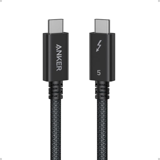 Anker Prime Thunderbolt 5 Cable, 3.3ft USB-C to USB-C Cable, 240W Charging | 80Gbps Data Transfer, Up to 120Gbps Bandwidth, 8K/4K Displays, for iPhone 16, MacBook and More (Thunderbolt 5-Certified)