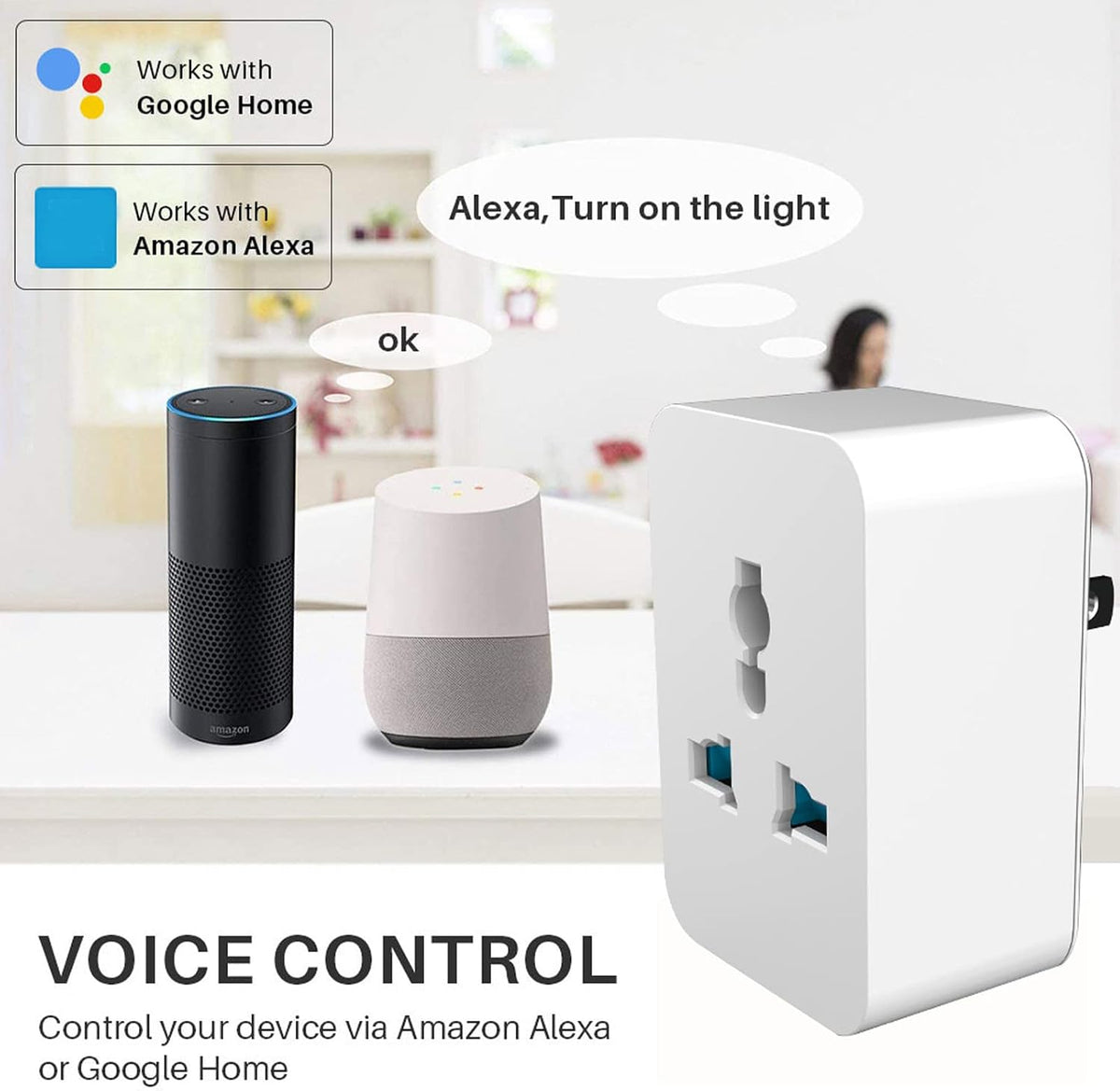 Garosa Smart Plug 15A WiFi Bluetooth Timing Socket Multi Function Conversion Socket Smart Outlet Plug Electrical Outlet Switches