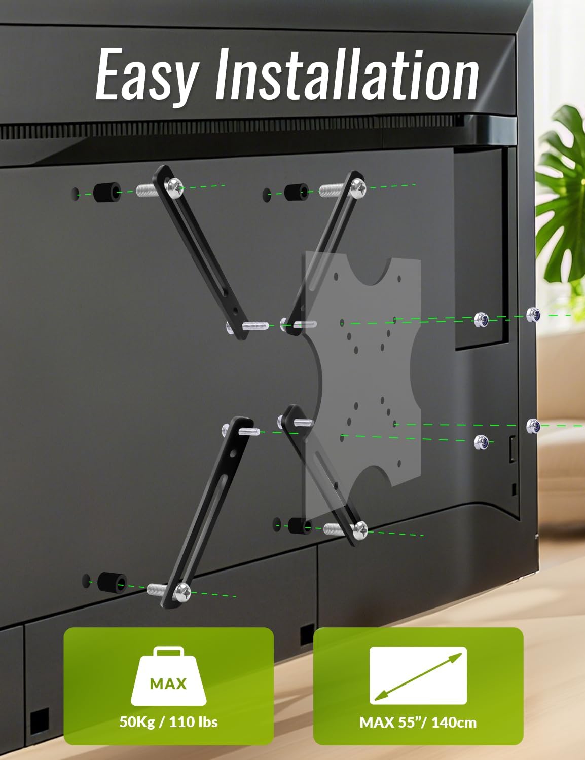 VESA Extension Mount Adapter Kit for Screens 32 to 55 inch LCD LED TV, TV Wall Mount Adapter Bracket Upgrade Mounting Holes up to 400x400mm,Hardware Included