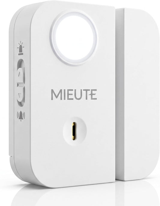 Premium Door Window Alarm with 130dB Siren & Blinding Strobe Light, Rechargeable Smart Dual-Mode Security Sensor for Travel, Hotel, & Home, Washable Nano-Adhesive Drill-Free Installation