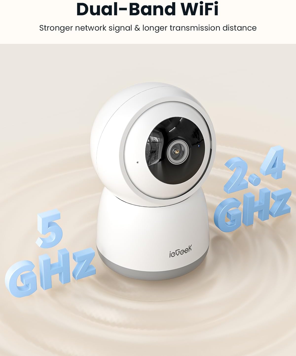 ieGeek Indoor Camera, 2K Cameras for Home Security, 5G Security Camera Indoor, 360° Pet/Dog/Baby Camera with Phone App, AI Tracking, 2-Way Audio, Night Vision, 24/7 SD Card Storage, Alexa (2 Pack)