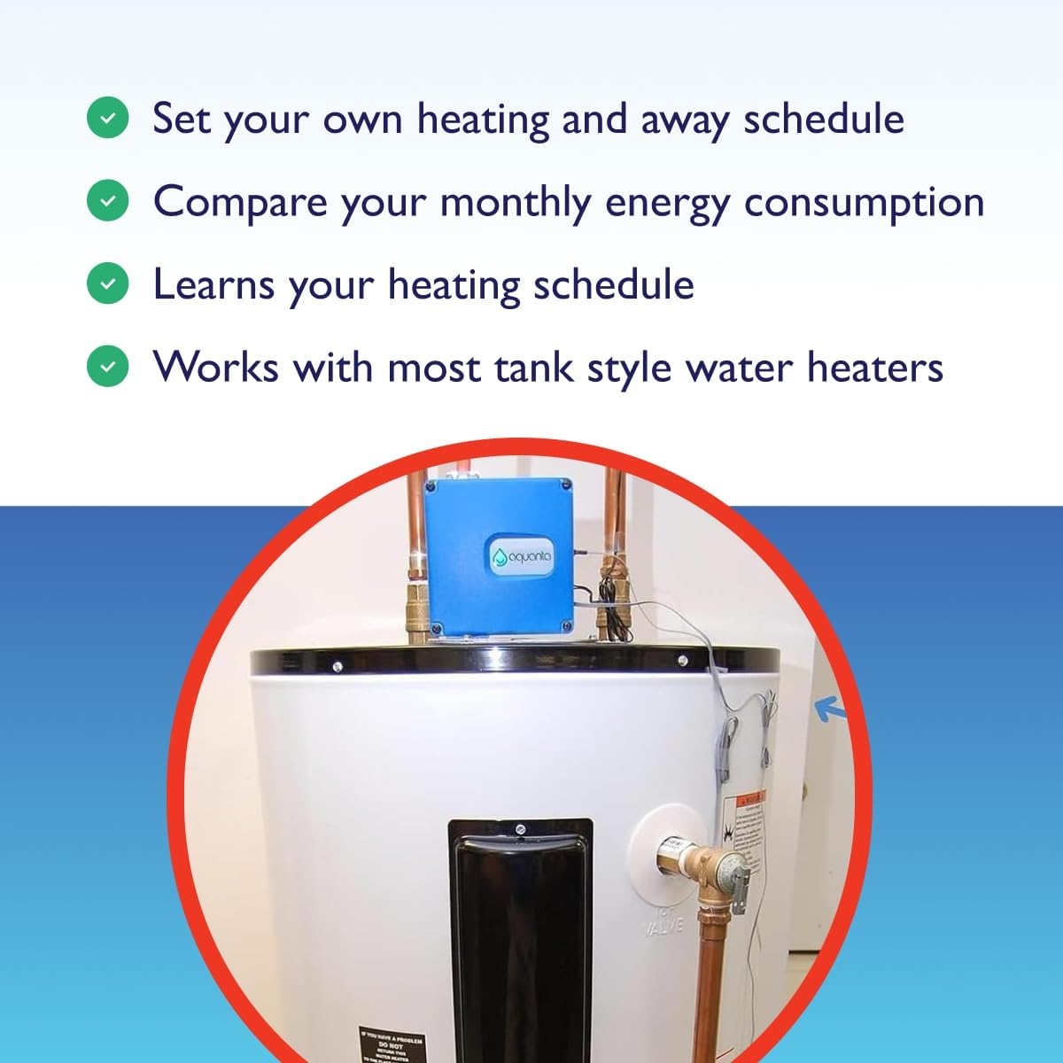 Digital Water Heater Timer. WiFi Smart Water Heater Controller. Reduce Electricity Waste. Installs in Minutes, No Plumbing Required. for Electric Water Heater, Leak Sensor Included