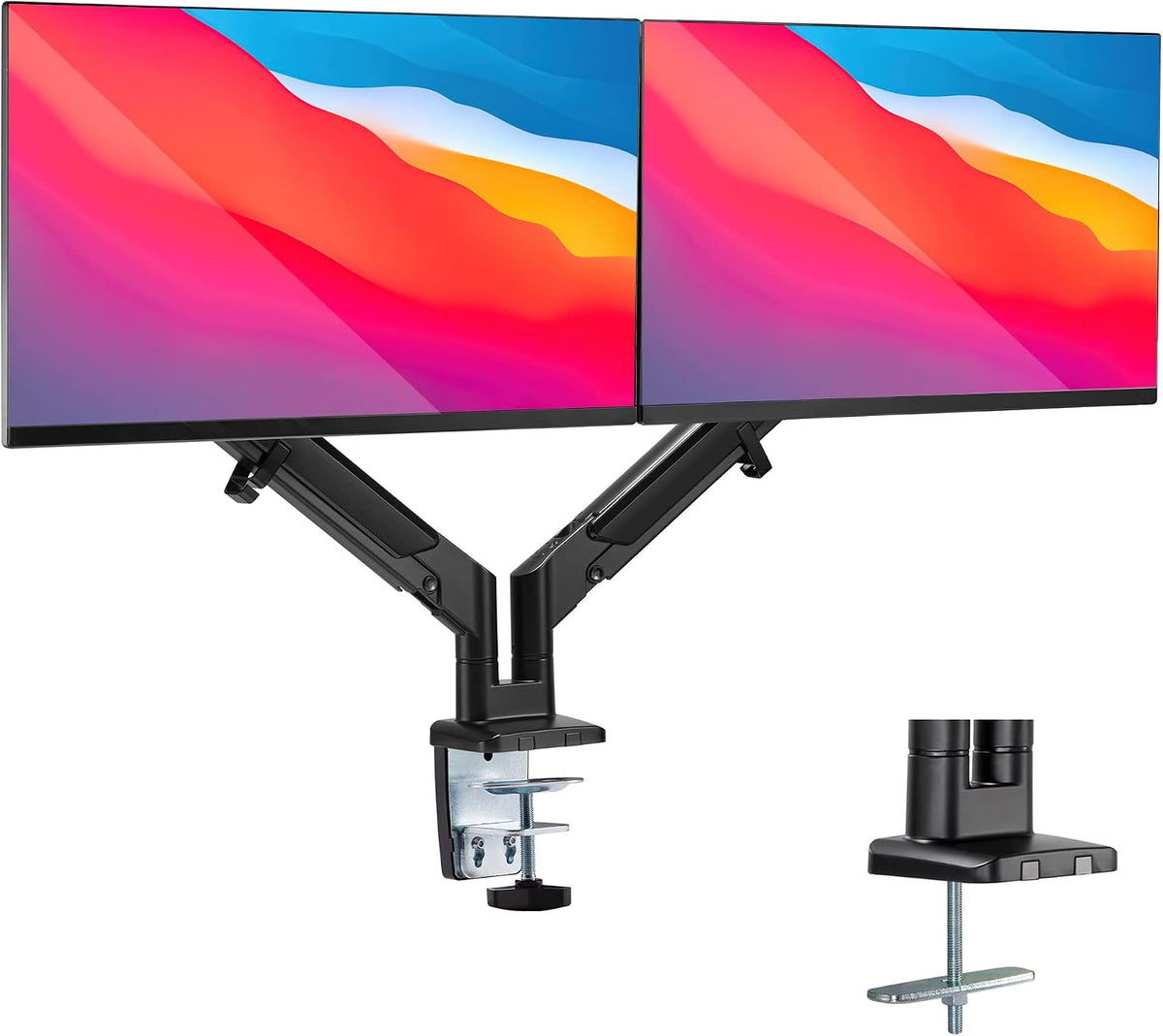 Mount-It Dual Monitor Arm Desk Mount, Low Profile Gas Spring, 17-32 in.