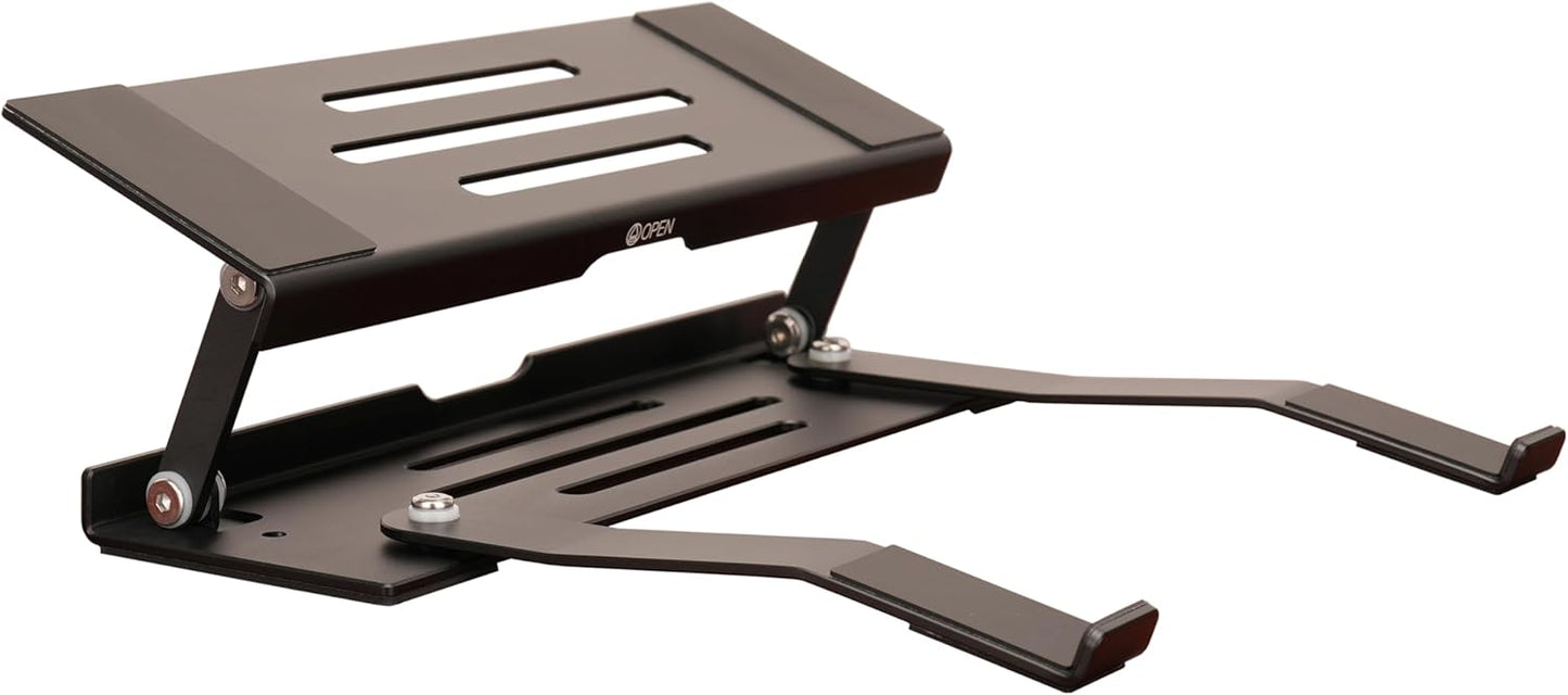 Aluminum Fold & Laptop Riser Stand 3-in-1 Adjustable, Foldable Cooling Stand with Integrated Storage Box, Ruler and Ultra-Slim Portable Design for MacBook, Tablet, Ipad, Keyboard and All Laptop