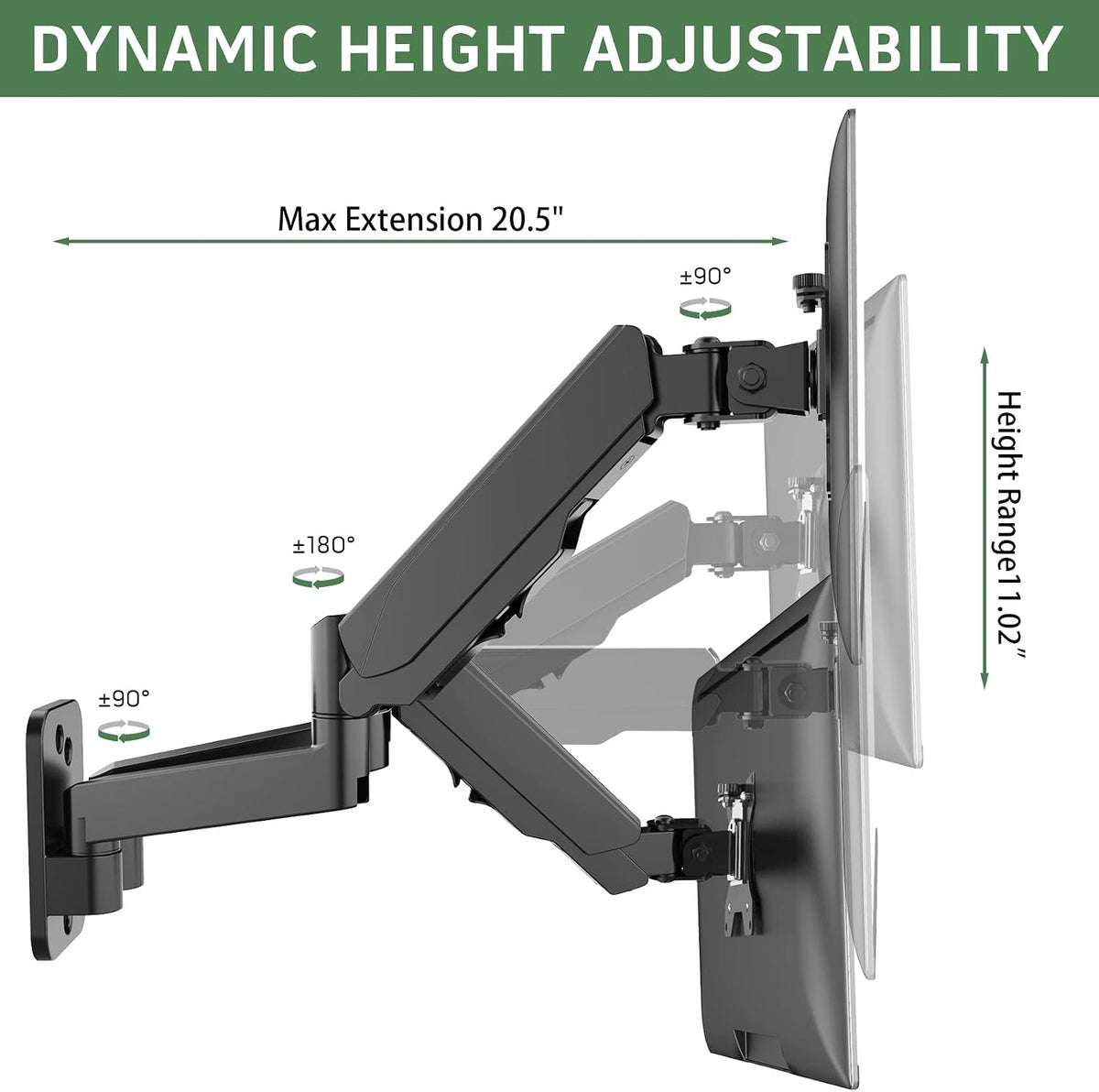 UPGRAVITY Dual Monitor Wall Mount for Two 17-32 inch Flat Computer Screens
