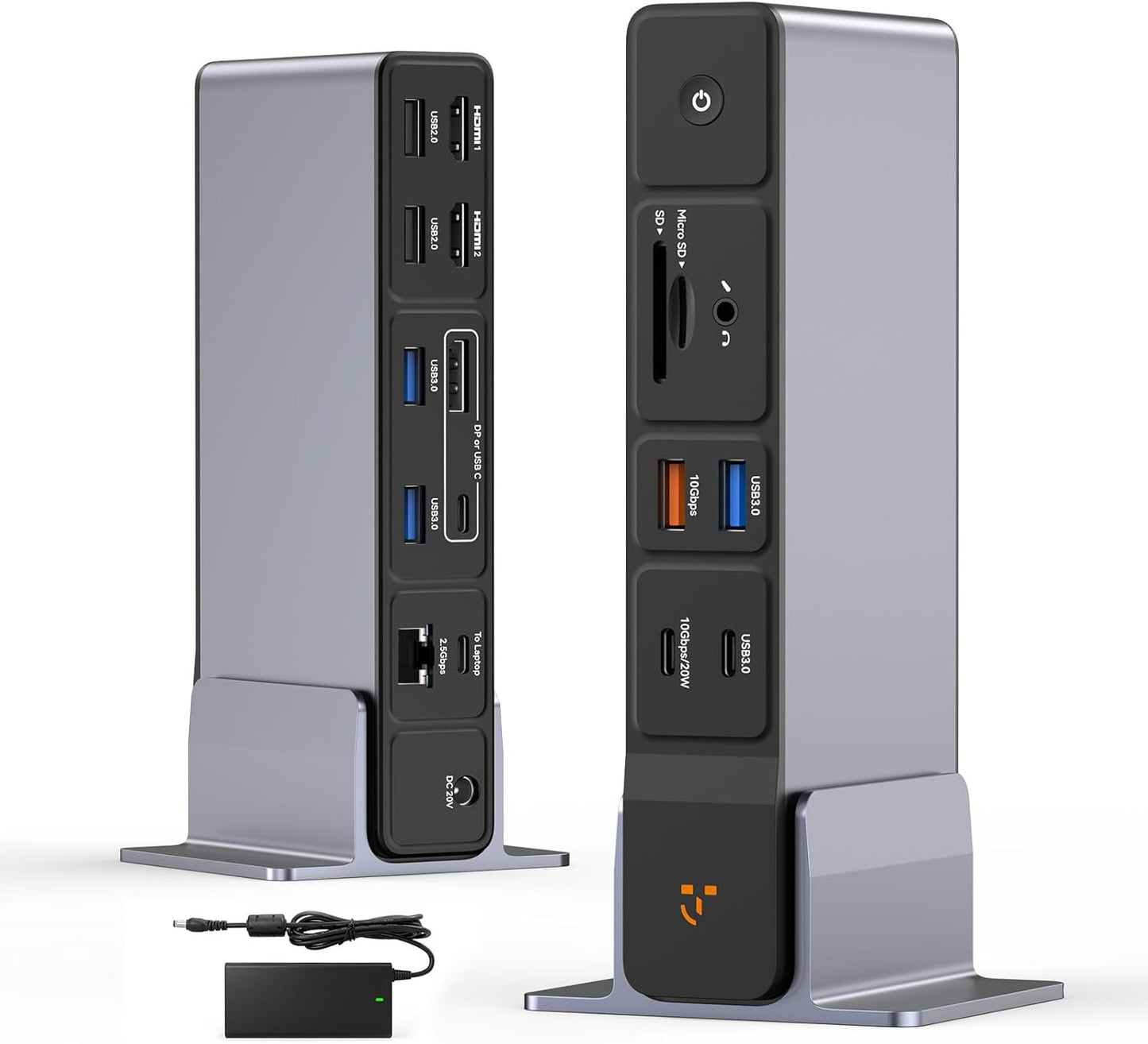 TobenONE USB C Docking Station 3 Monitors, 18-in-1 Triple 4K Display, 150W Power Adapter with 20W Fast Charging, 8 USB Ports up to 10Gbps, 2 HDMI/DP/USB C, for Windows/Chrome OS