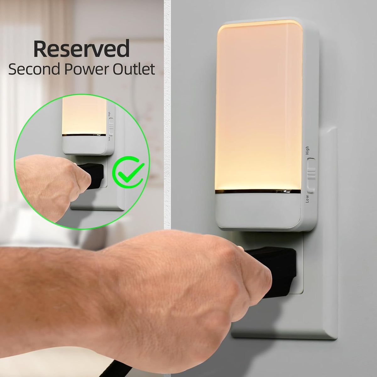 Dawnrise Night Lights Plug into Wall with Invisible Motion Sensor, 2 Pack