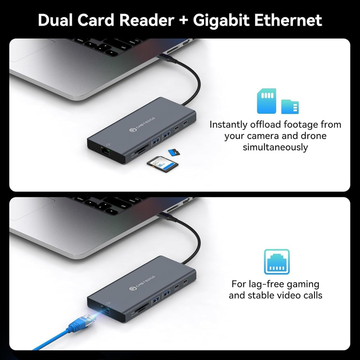 USB C Laptop Docking Station 3 Monitors with Dual DisplayPort 4K@120Hz and HDMI 4K@60Hz, 12 in 1 Thunderbolt Hub with USB A 3.0, USB C 3.2, Ethernet, SD, TF, PD 100W