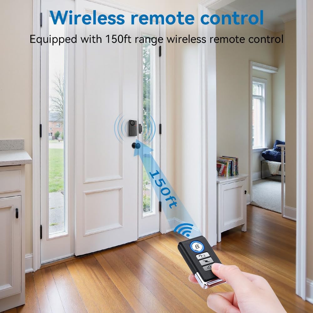 Door Alarm with Remote, Door Chimes When Door Opens, 110dB Window Alarms for Home Security, Door Sensor, Pool Alarm