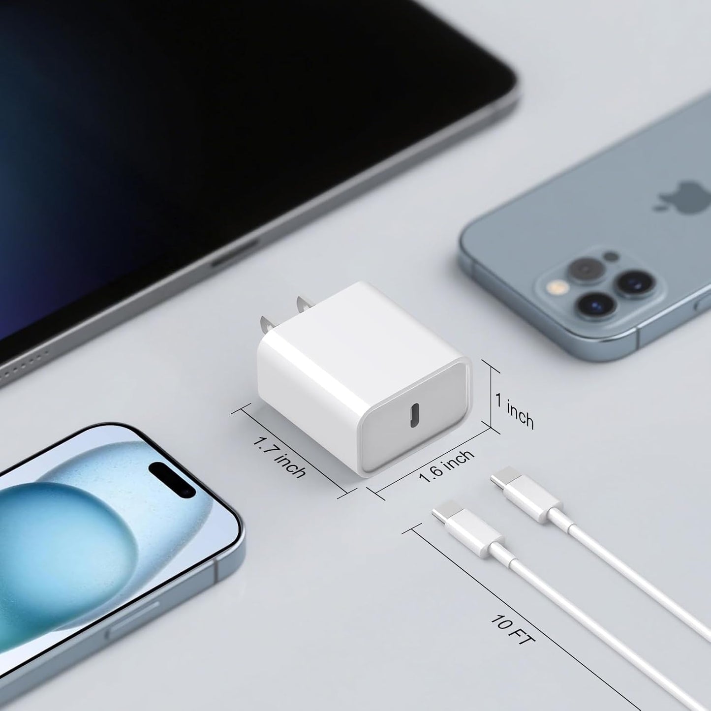iPhone 17 16 15 Charger Fast Charging Type C Chargers USB C Charger Block | 10FT Extra Long Cable with 2Pack [ETL Safety Certified] 20W Block for iPhone 17/17 Pro/17 Pro Max/16/16 Pro/16 Pro Max/15