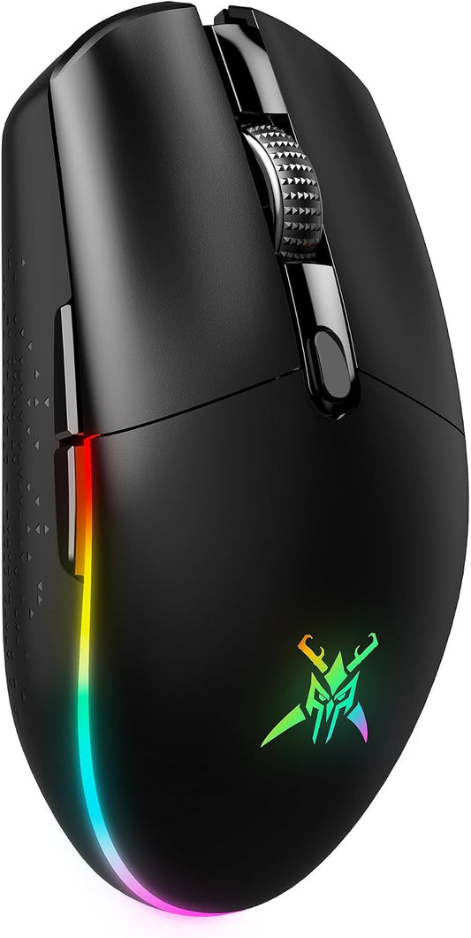 TECKNET Wireless Gaming Mouse 8000 DPI RGB Backlit Rechargeable Mouse-Black | 100Hrs Battery, Dual Mode(2.4G + USB-C) , 6 Programmable Buttons, Ergonomic Design for PC, Mac, Laptop and Gaming Setup