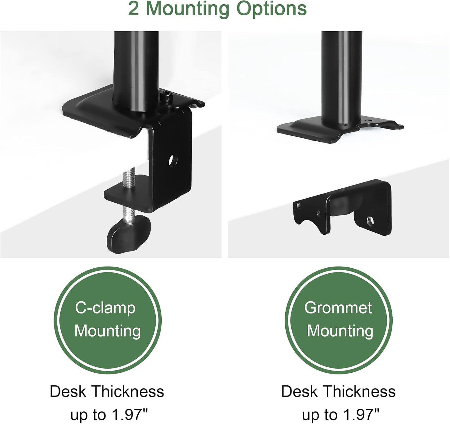 Monitor and Laptop Mount for 13"-27" Screens and Notebook up to 17 inch | Monitor Arm with Vented Tray, Fully Adjustable Laptop Mount Stand Holds up to 17.6lbs, VESA 75/100mm