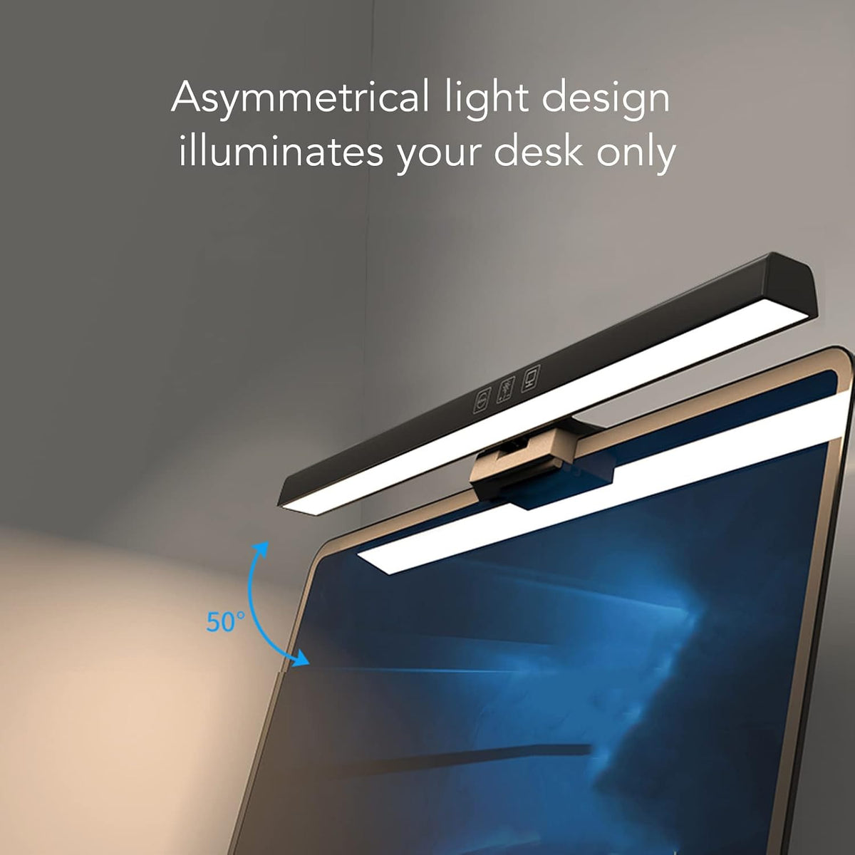 Pilipane Computer Monitor Lamp, LED Task Lamp, Monitor Light Bar, Touch Control, 3 Color Modes, Timer, Type C Port, Computer Monitor Lamp for Eye Caring, E Reading