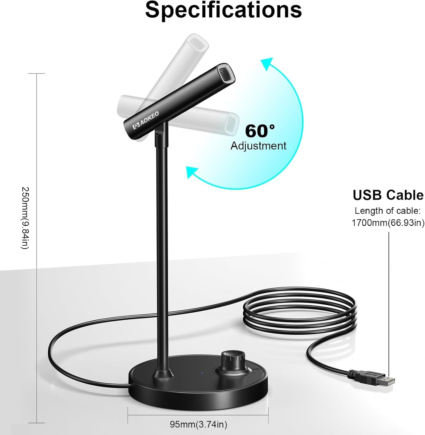 USB Desktop Microphone, Computer Microphone for PC with Noise Cancellation & Click to Mute Function for Recording, Gaming, Podcasting, Streaming, YouTube, Mac, Laptop