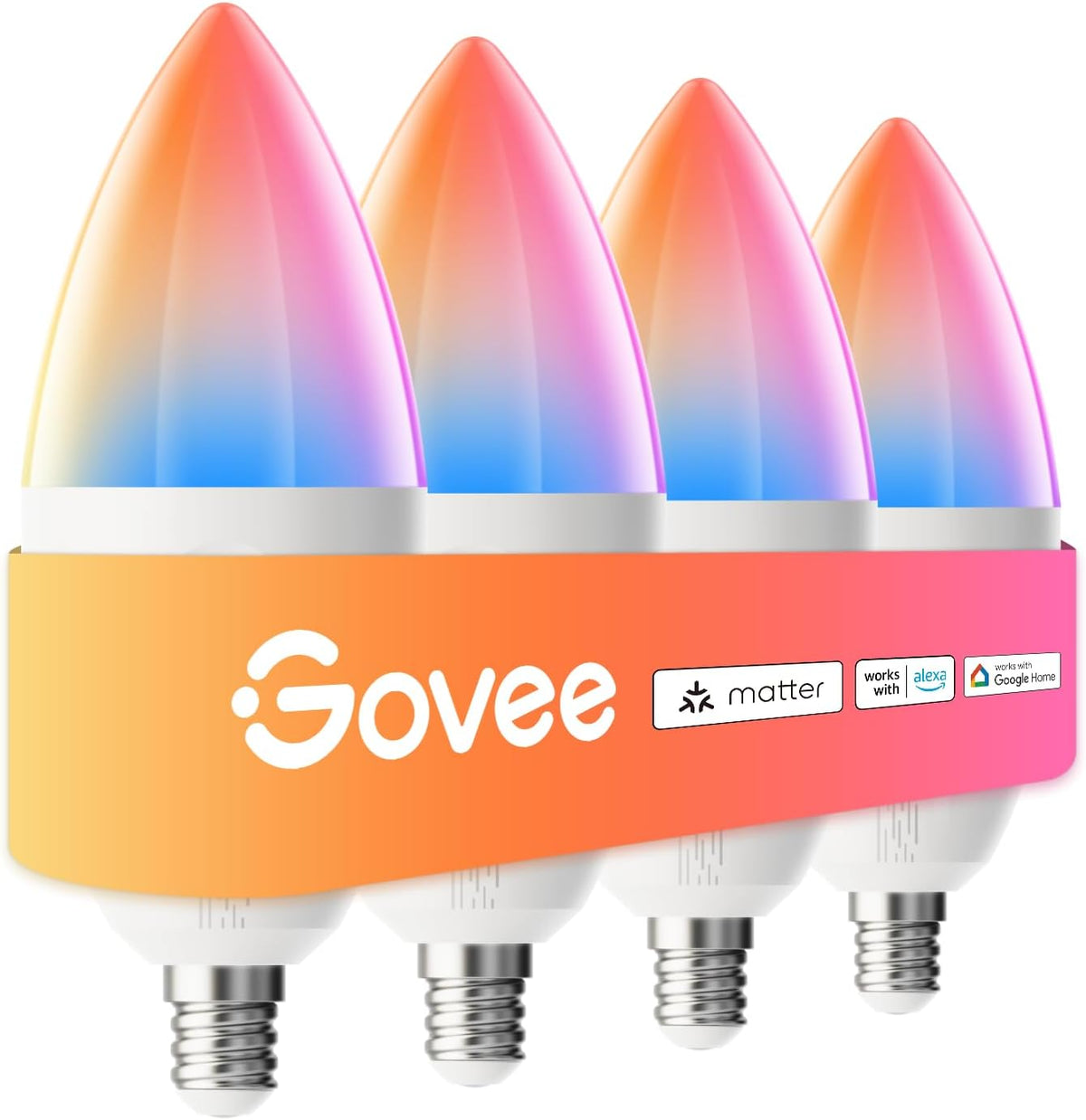 Govee E12 Led Bulb, Color Changing Candelabra Bulbs 450 LM, 80 CRI, 4 Pack