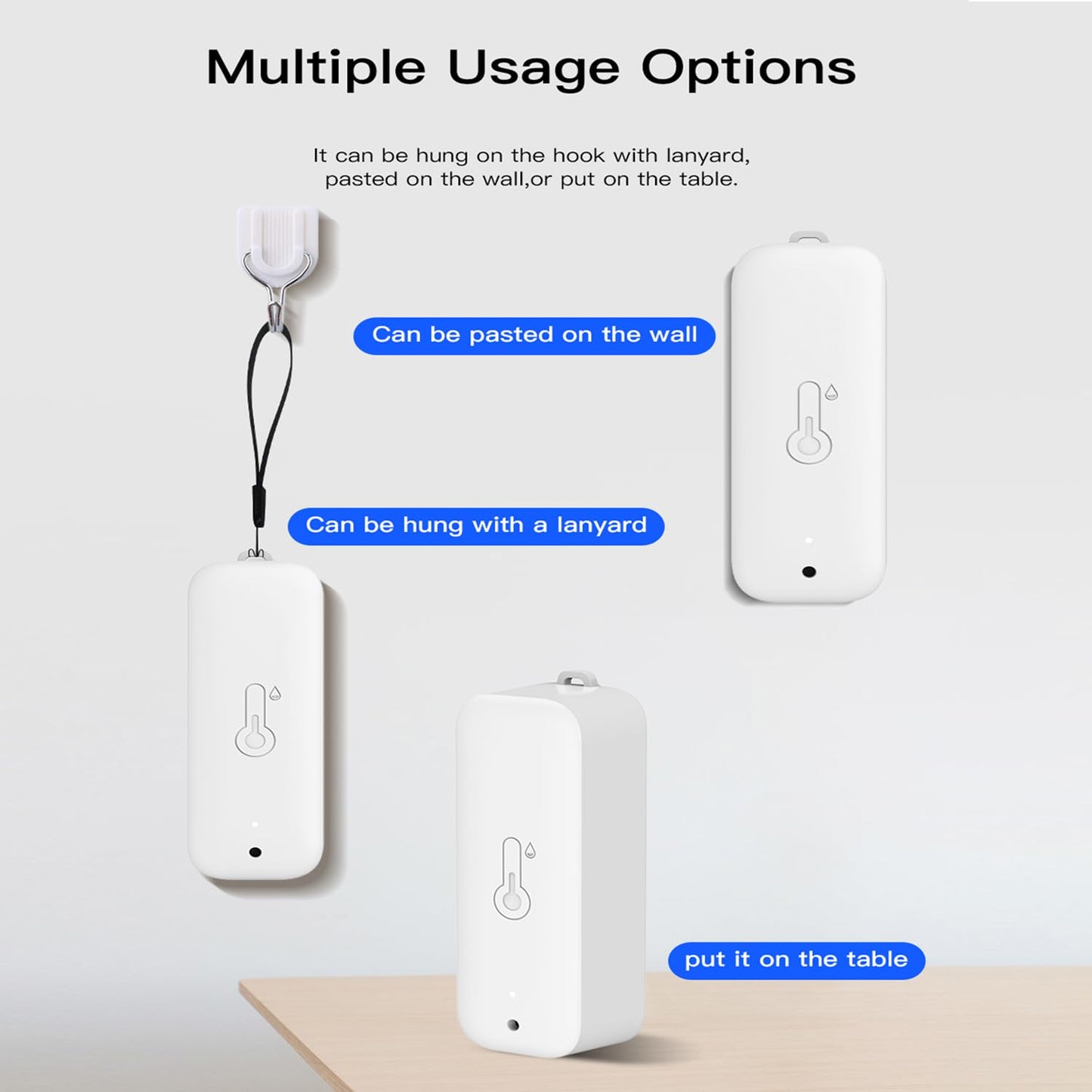 WiFi Hygrometer Thermometer Sensor: Wireless Smart Temperature Humidity Monitor with App Notification Alert, Data Storage Export, Calibration Function, Compatible with Alexa (White-4PCS)