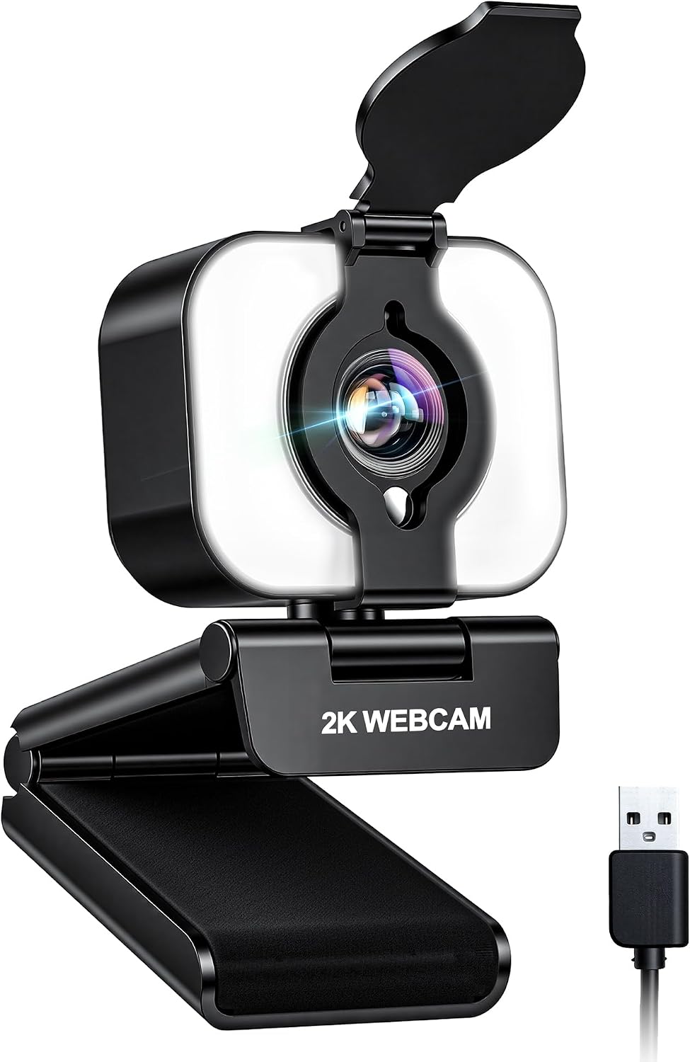 Atatat 2K Webcam for PC with Light, Microphone, Privacy Cover | Autofocus Web Camera for Desktop/Laptop/Monitor/Mac, Computer Camera for Zoom/Skype/Teams/Video Calling/Meeting