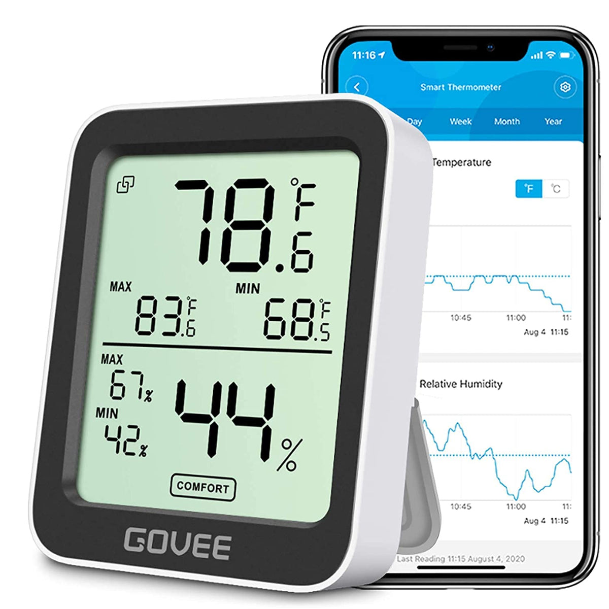 Govee Indoor Hygrometer Thermometer H5075 with Bluetooth App Control
