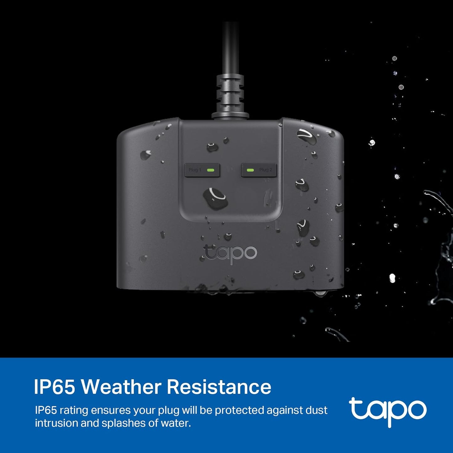 TP-Link Tapo Matter Outdoor Smart Plug, 2 Individual Outlets, IP65 Weather Resistance, Works with Apple Home, Alexa, Google Home, Long Wi-Fi Range, 2.4G Wi-Fi Only, ETL Certified (Tapo P400M)