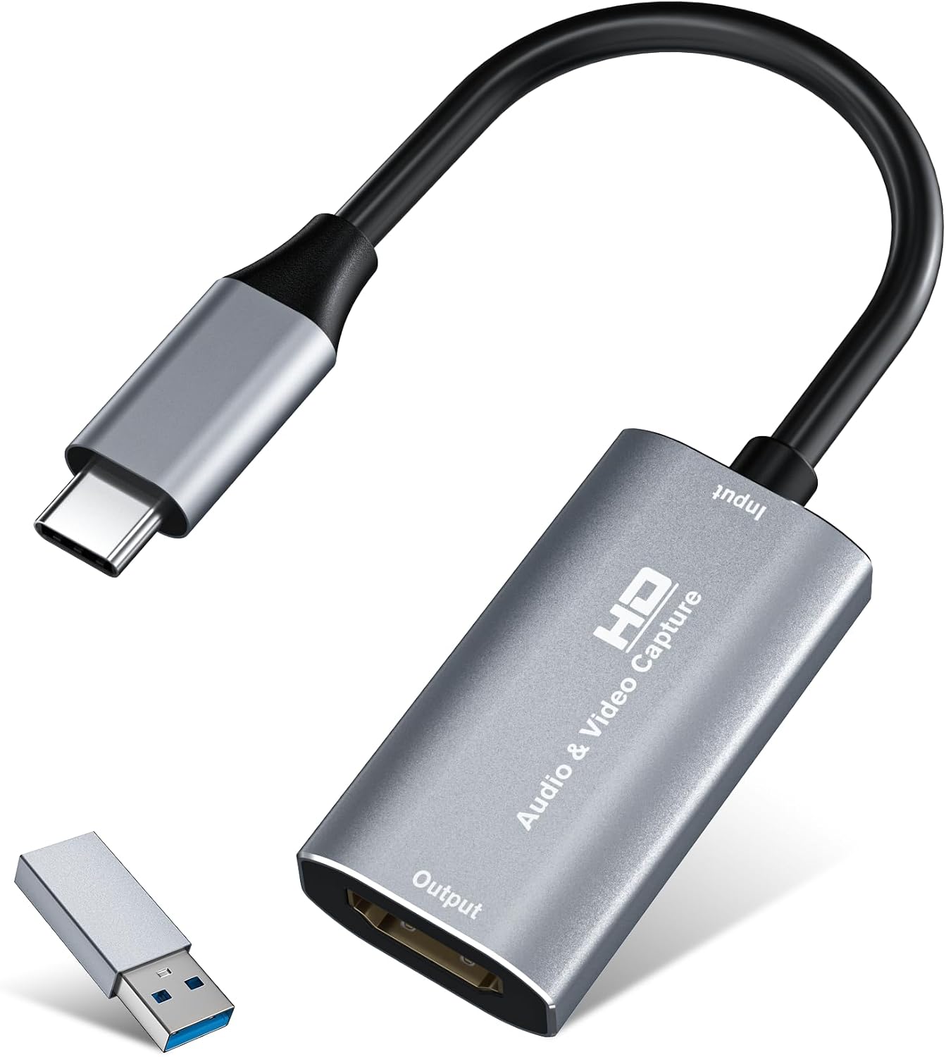 Video Capture Card, 4K USB3.0 HDMI to USB C, 1080P60FPS HDMI Capture Card for Streaming, Gaming, Video Recording Compatible with Switch, Xbox, PS4, OBS, Windows, Mac OS, Zoom(Silver)