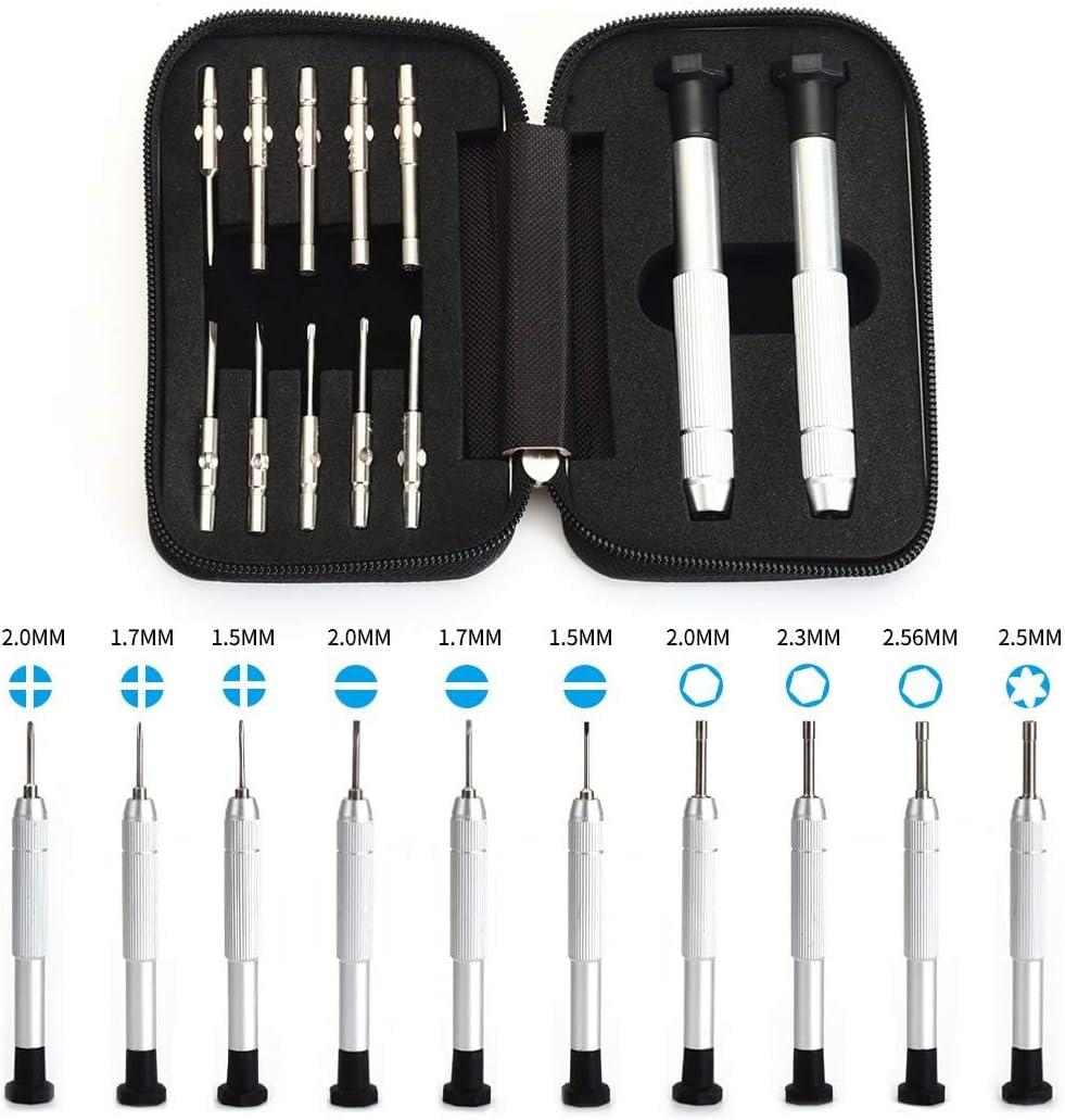 Precision Screwdriver Set, 10-style, Eyeglass Repair Kit | with nose pads/4 in 1 portable screwdrivers/ear hook/tweezer for eyeglasses sunglass watch calculator (with 70-style screws)