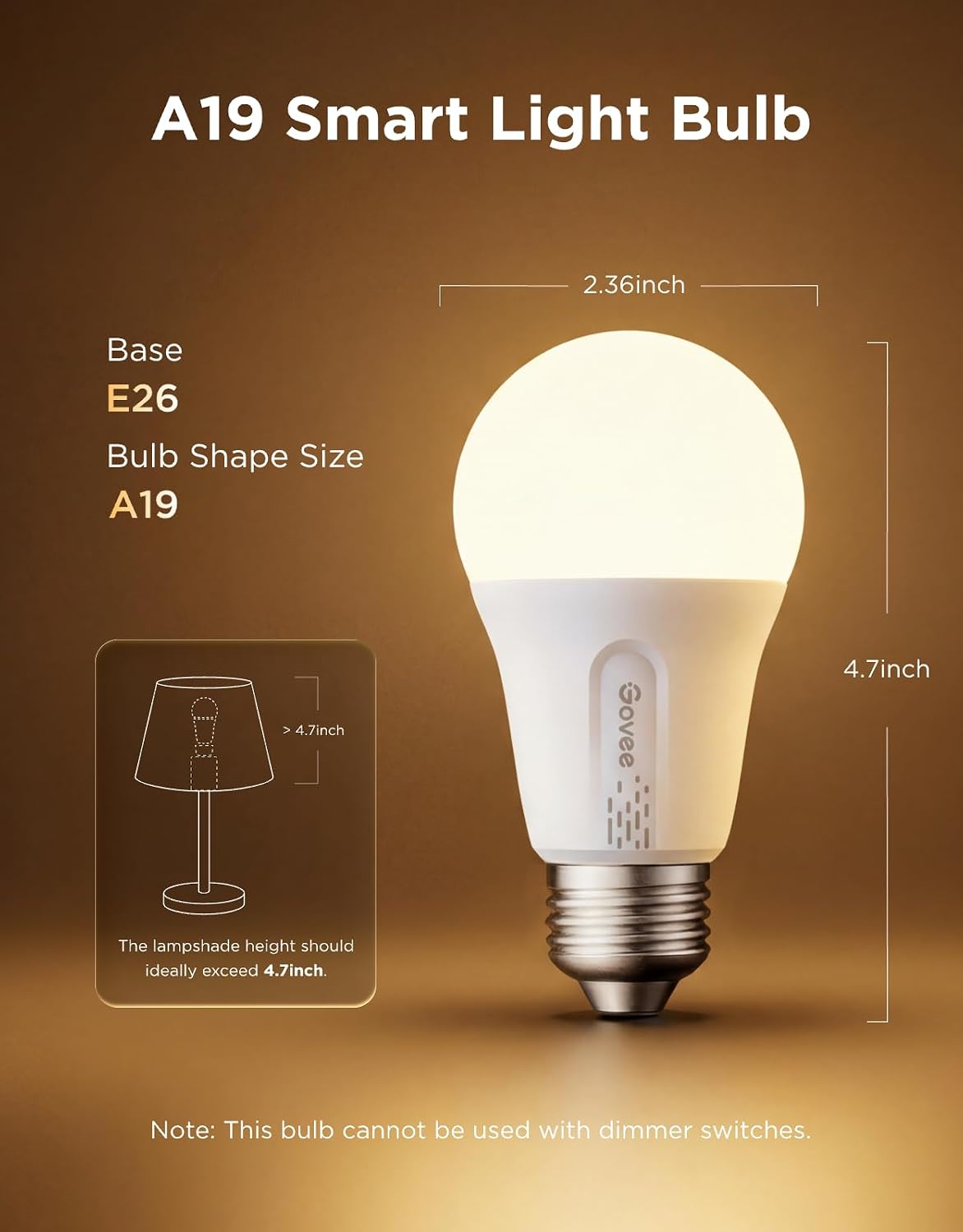 Govee LED Smart Light Bulbs, 1000LM RGBWW A19 75W E26 Base 4 Pack