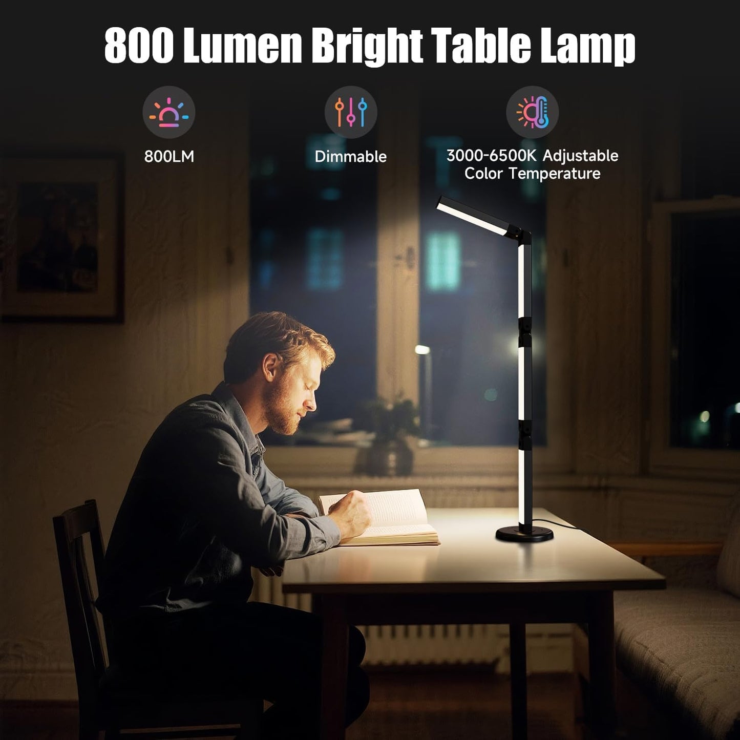 Led Desk Lamp with Atmosphere Lighting, Smart RGB LED Desk Lamp | Music Sync and 16 Million DIY Colors, Foldable Lamp with Dimmable and Timer, Modern LED Lights for Desk, and Gaming Rooms