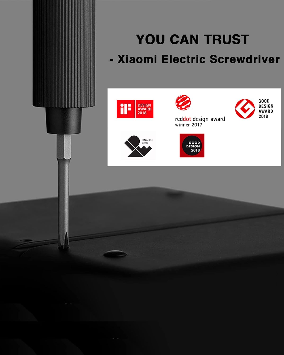 XIAOMI Electric Precision Screwdriver, All-Metal Gearbox, Powerful Magnetic Motor, Rechargeable Lithium Battery, S2 Steel Screwdriving Bits, Type-C Charging, Aluminium Alloy Case, Grey