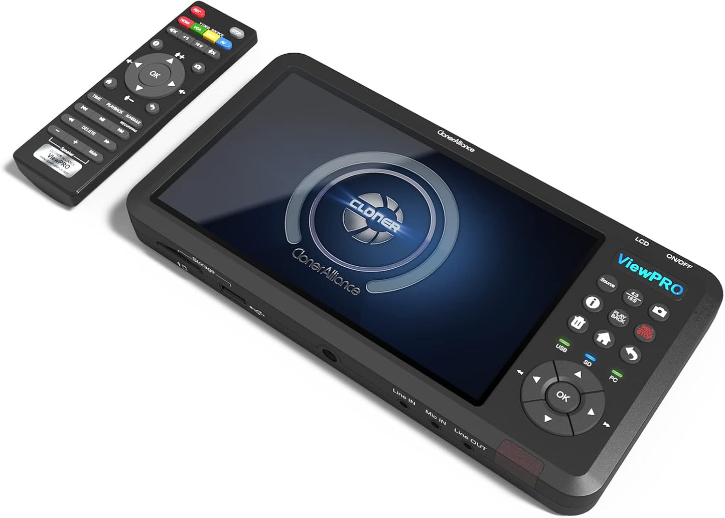 ClonerAlliance ViewPro, Portable 1080p@60fps HDMI Video Recorder and Playback with 7" LCD, AV/VGA/YPbPr Inputs. Schedule Recording. No TV is Required.