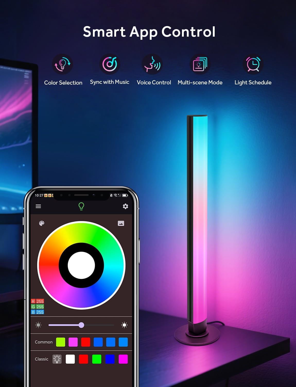 Smart Light Bar, RGB IC LED Lights Bars for Living Room Gaming TV Backlight