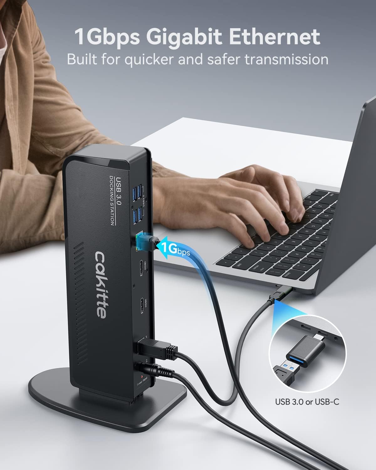 USB 3.0 Docking Station Dual Monitor, Universal Laptop Docking Station for MacBook & Windows