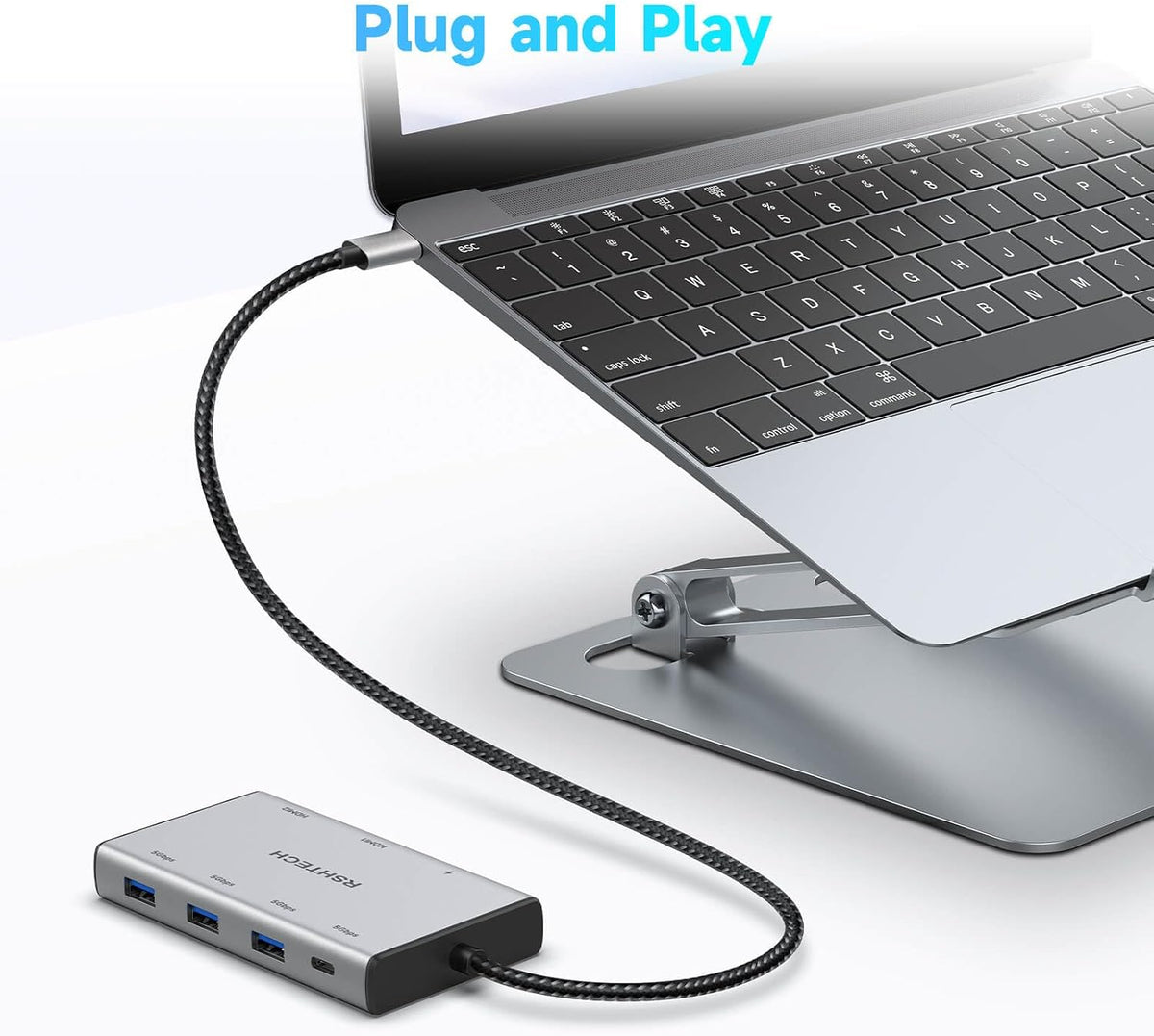 RSHTECH 7-in-1 USB C Hub 2 HDMI 4K@60Hz, Docking Station Dual Monitor