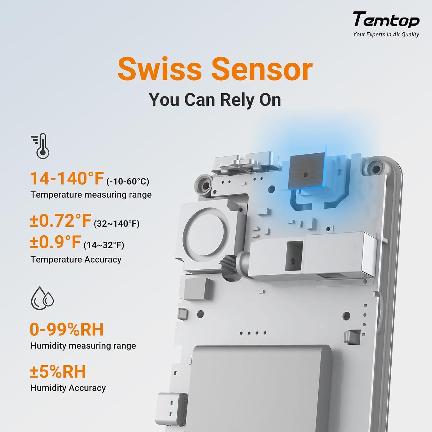 Temtop T1 Bluetooth Indoor Thermometer Hygrometer for Room Temperature | Humidity Notification Alerts, Data Export, Digital Gauge for Home, Office, Greenhouse, Garage, Nursery, Gift