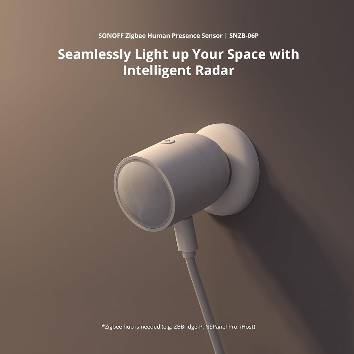 SONOFF Zigbee Human Presence Sensor, SNZB-06P Zigbee Smart Motion Detector with 5.8GHZ cmWave Radar, Requires ZigBee Bridge (1-Pack)
