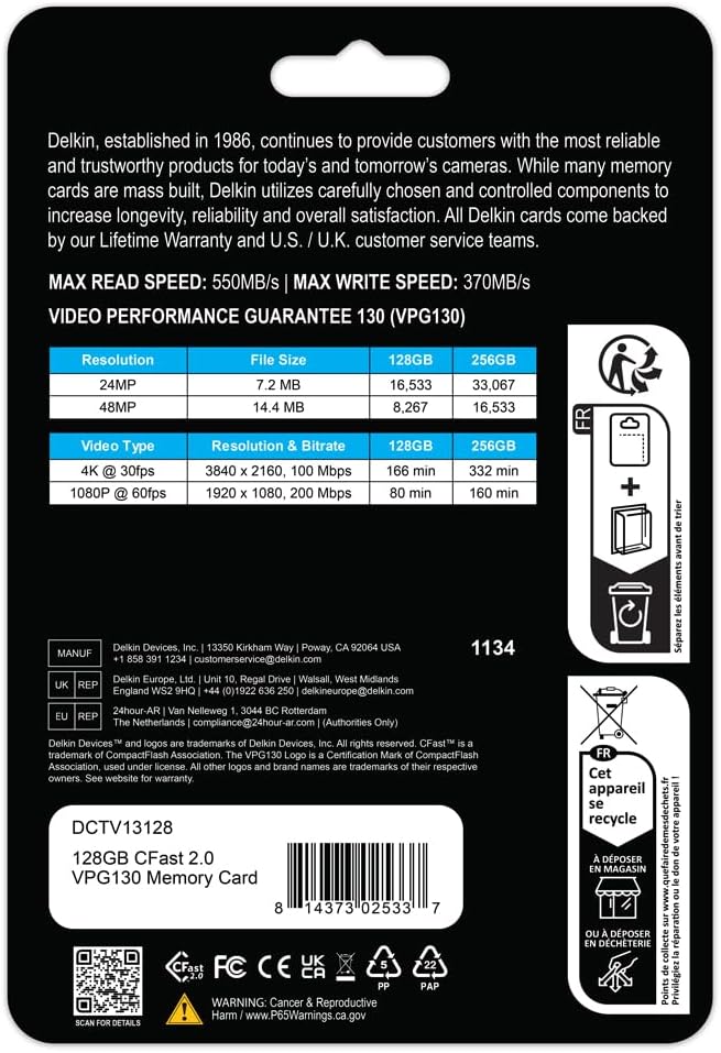 Delkin Devices CFast 2.0 VPG130 Memory Card (128GB)