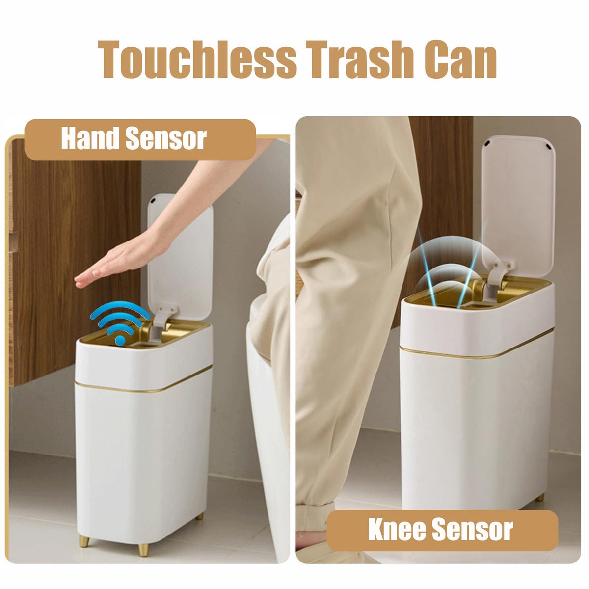 2-Pack - Automatic Compact Trash Can with Touchless Lid - Smart Garbage Can