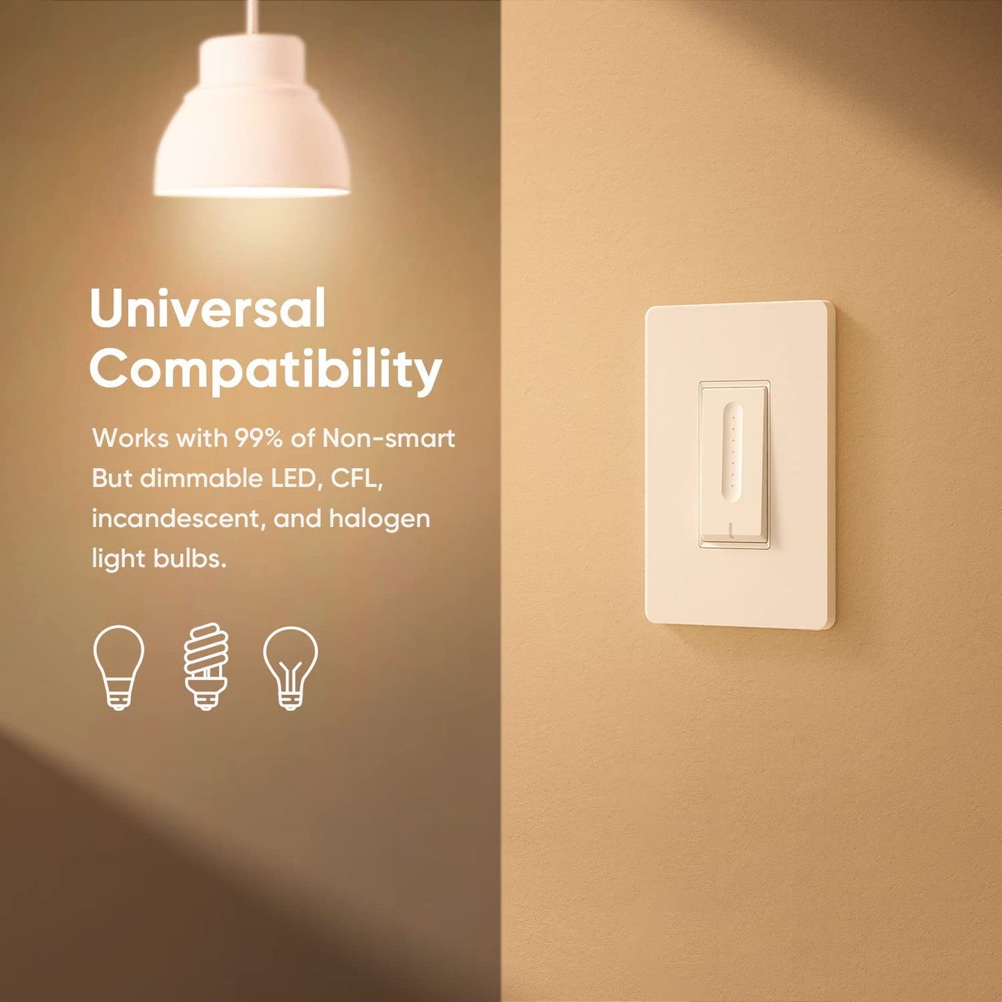 TREATLIFE Smart Dimmer Switch, Single-Pole Smart Switch for Dimmable Bulbs, 2.4GHz WiFi Smart Light Switch Works with Alexa and Google Home, APP Remote Control, Neutral Wire Required
