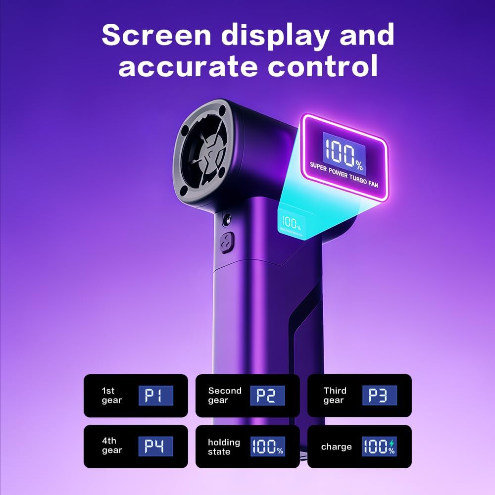 Compressed Air Duster 110,000 RPM – Cordless Electric Air Duster | 4-Speed Rechargeable Air Blower for PC Cleaning, Keyboard, Car, Camera & Canned Air Alternative